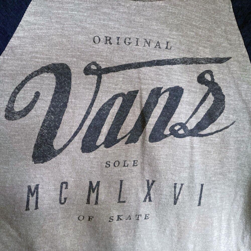 VANS Raglan Baseball Shirt Large Mens Long-Sleeve, Crew Neck, Brown & Dark Gray
